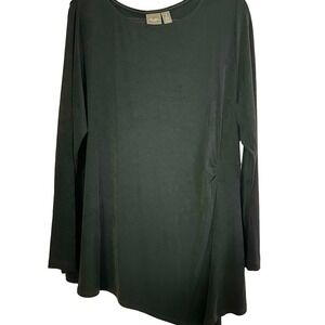 Chico’s Traveler Stretchy Black Asymmetrical Hem Long Sleeve Tunic Sz 3 (16/XL)